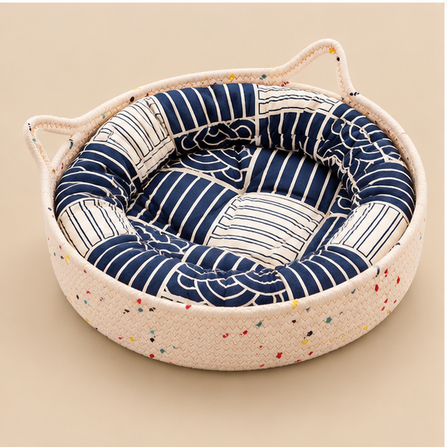Brisa, panier en corde tressée pour chat – vue principale – coloris : bleu