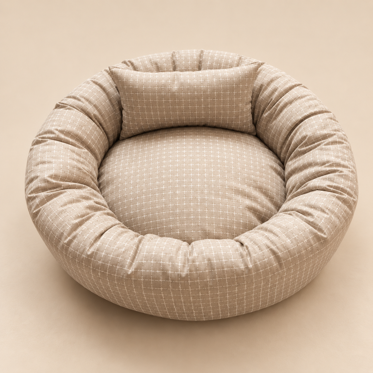 Mila, coussin rond lavable pour chien et chat – vue principale – coloris : beige