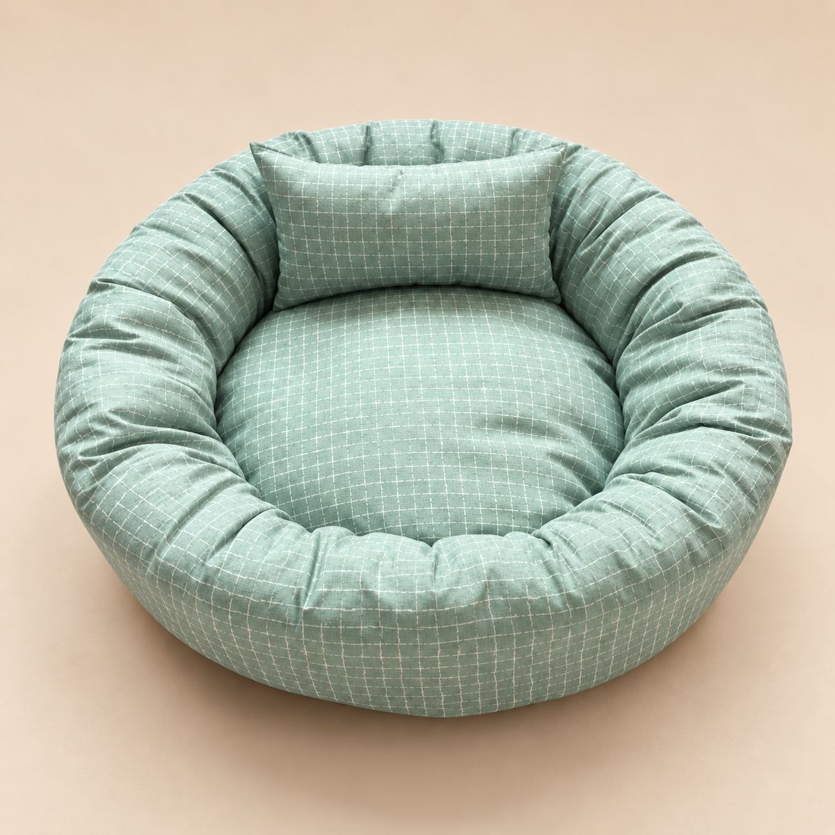Mila, coussin rond lavable pour chien et chat – vue principale – coloris : vert
