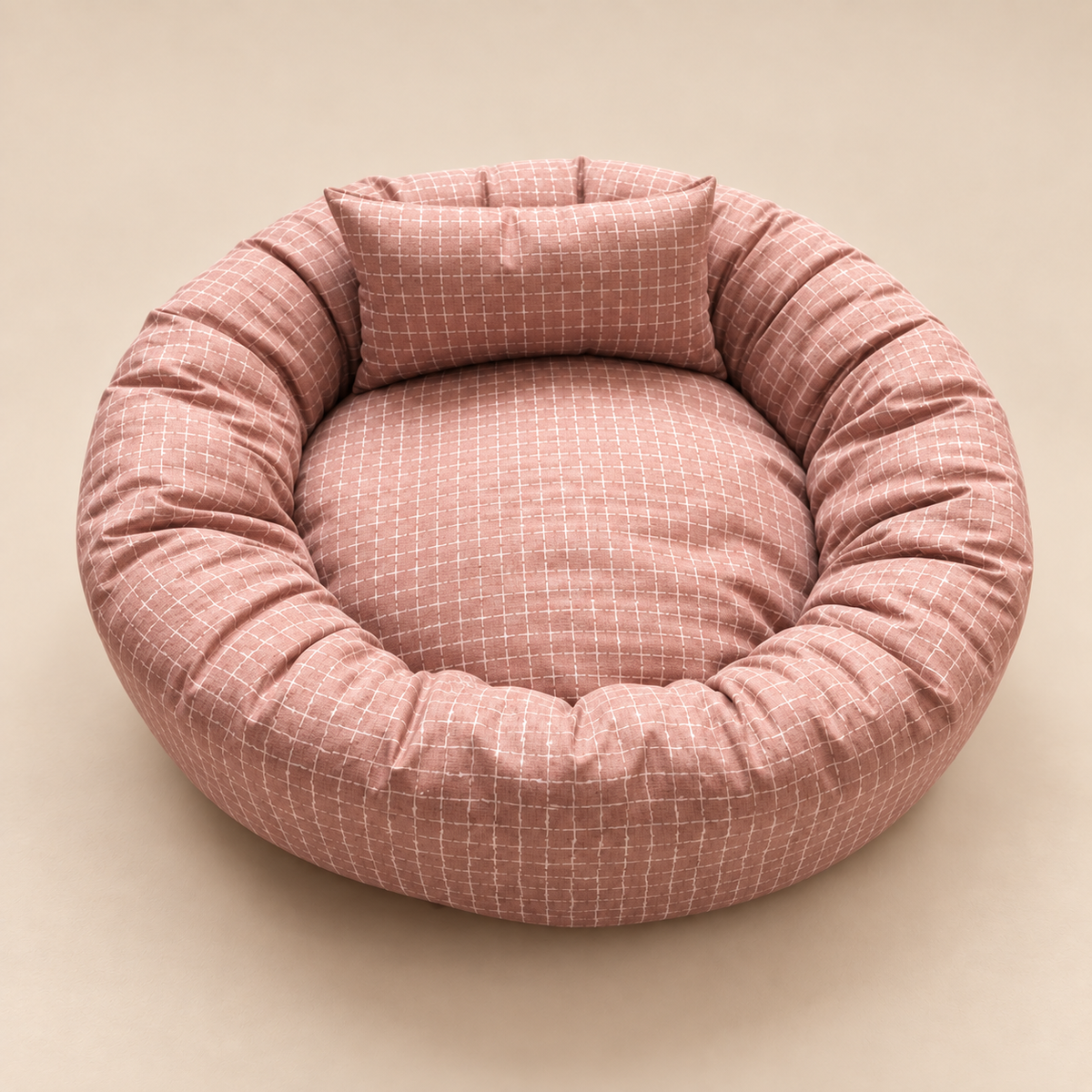Mila, coussin rond lavable pour chien et chat – vue principale – coloris : rose