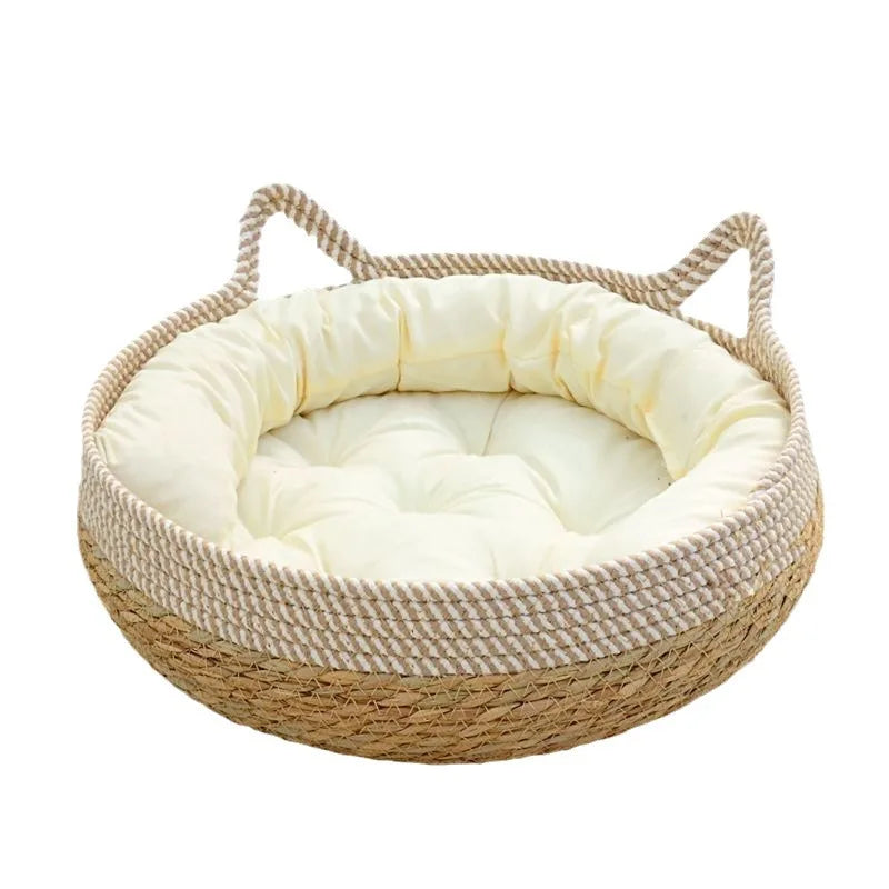 Alma, corbeille tressée pour chaton – coloris : blanc