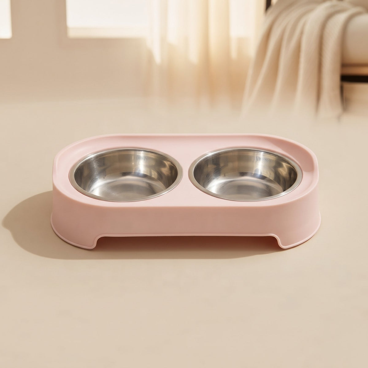 Lido, double gamelle surélevée pour chat – coloris : rose