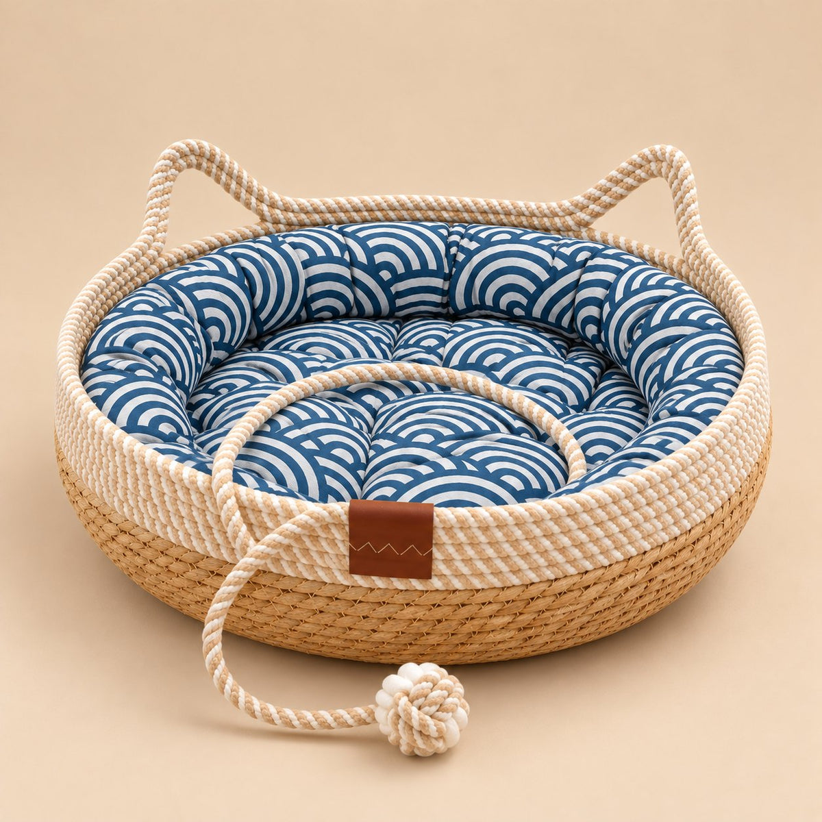 Alma, corbeille tressée pour chaton – coloris : bleu