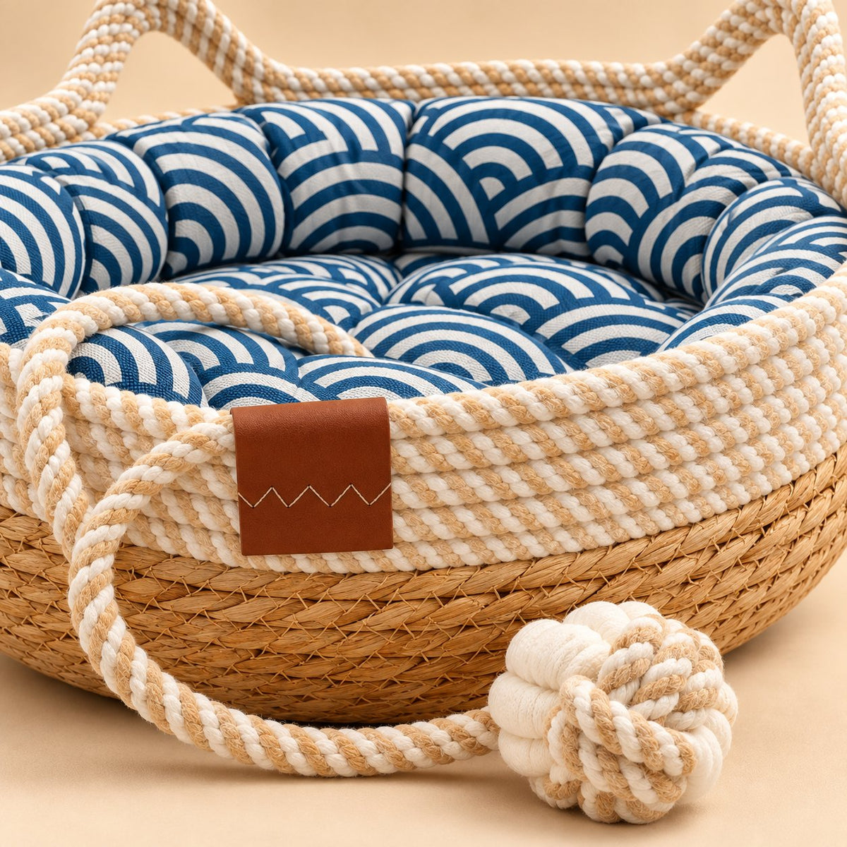 Alma, corbeille tressée pour chaton – coloris : bleu