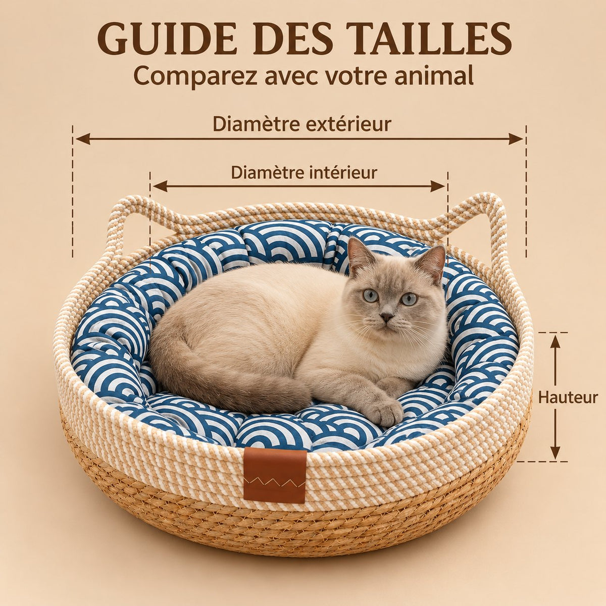 Alma, corbeille tressée pour chaton – coloris : bleu