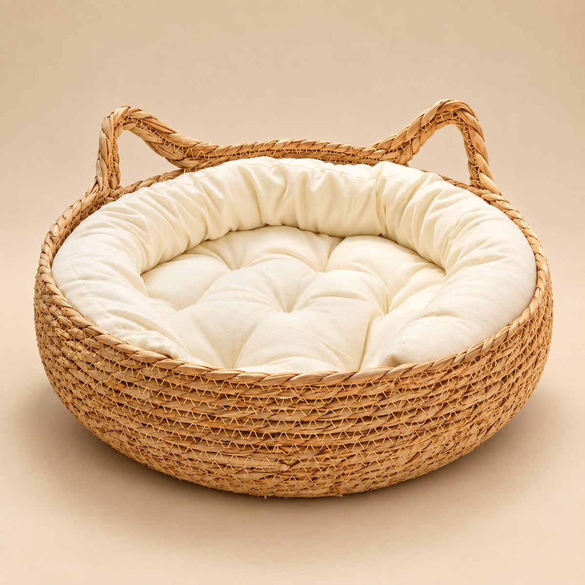 Nido, panier tressé avec coussin pour chat – coloris : blanc