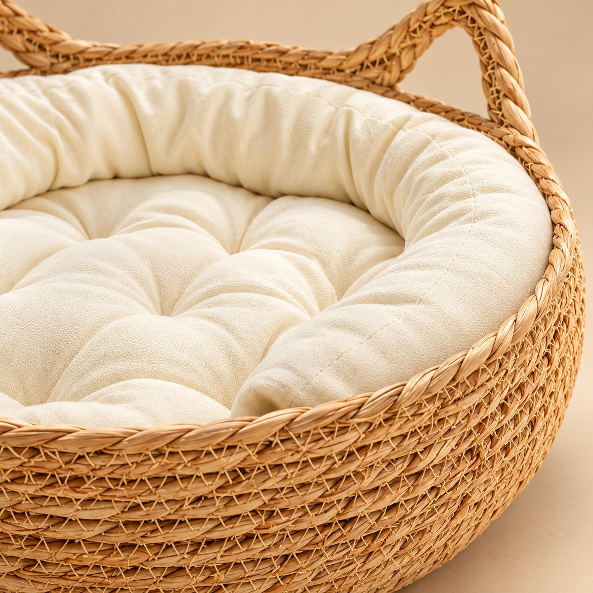 Nido, panier tressé avec coussin pour chat – coloris : blanc