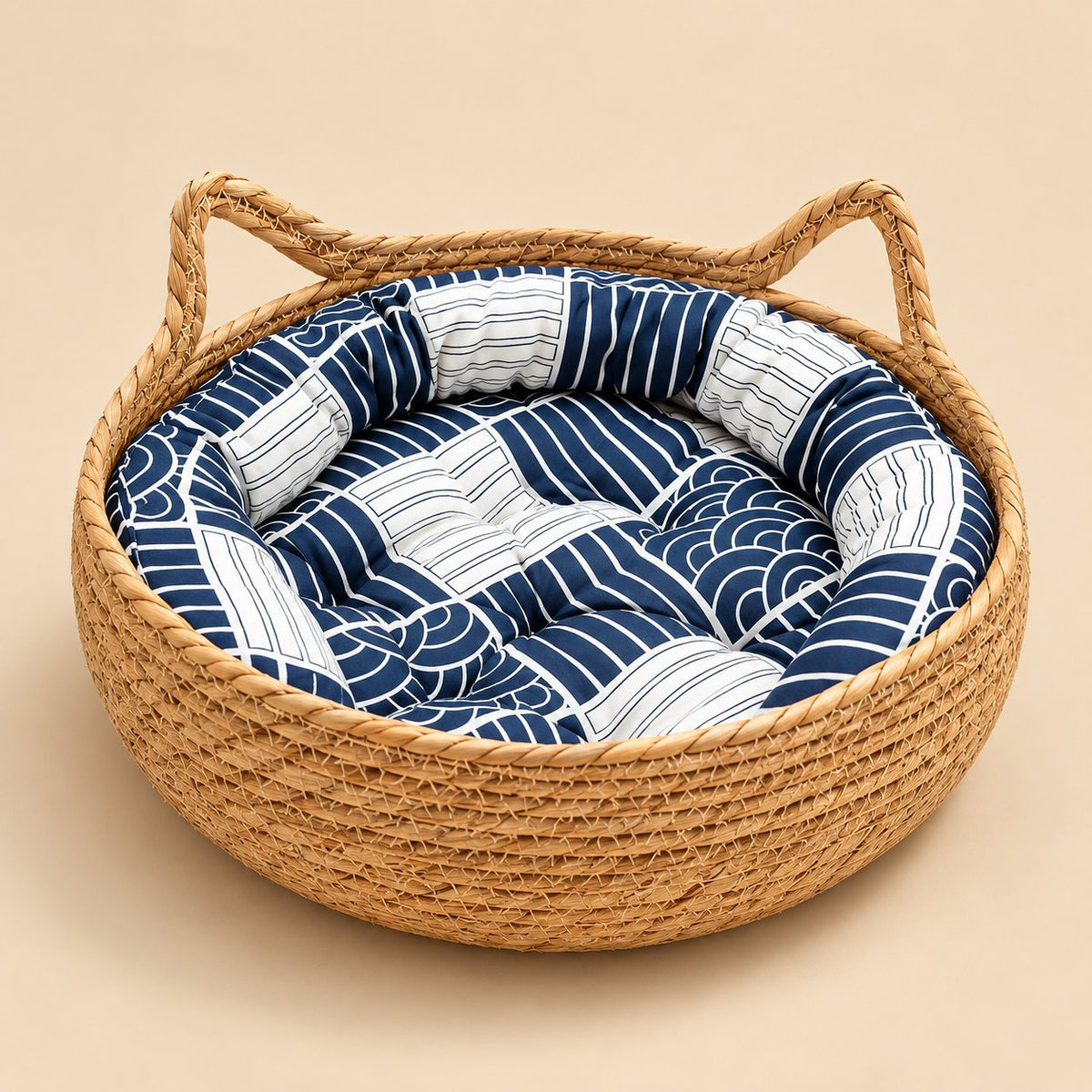 Nido, panier tressé avec coussin pour chat – coloris : bleu