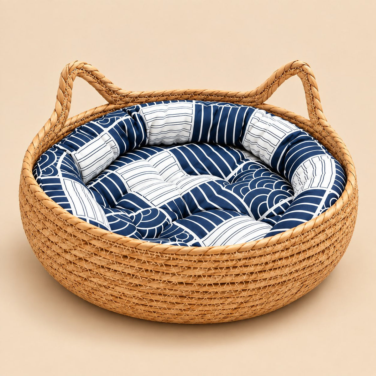 Nido, panier tressé avec coussin pour chat – coloris : bleu