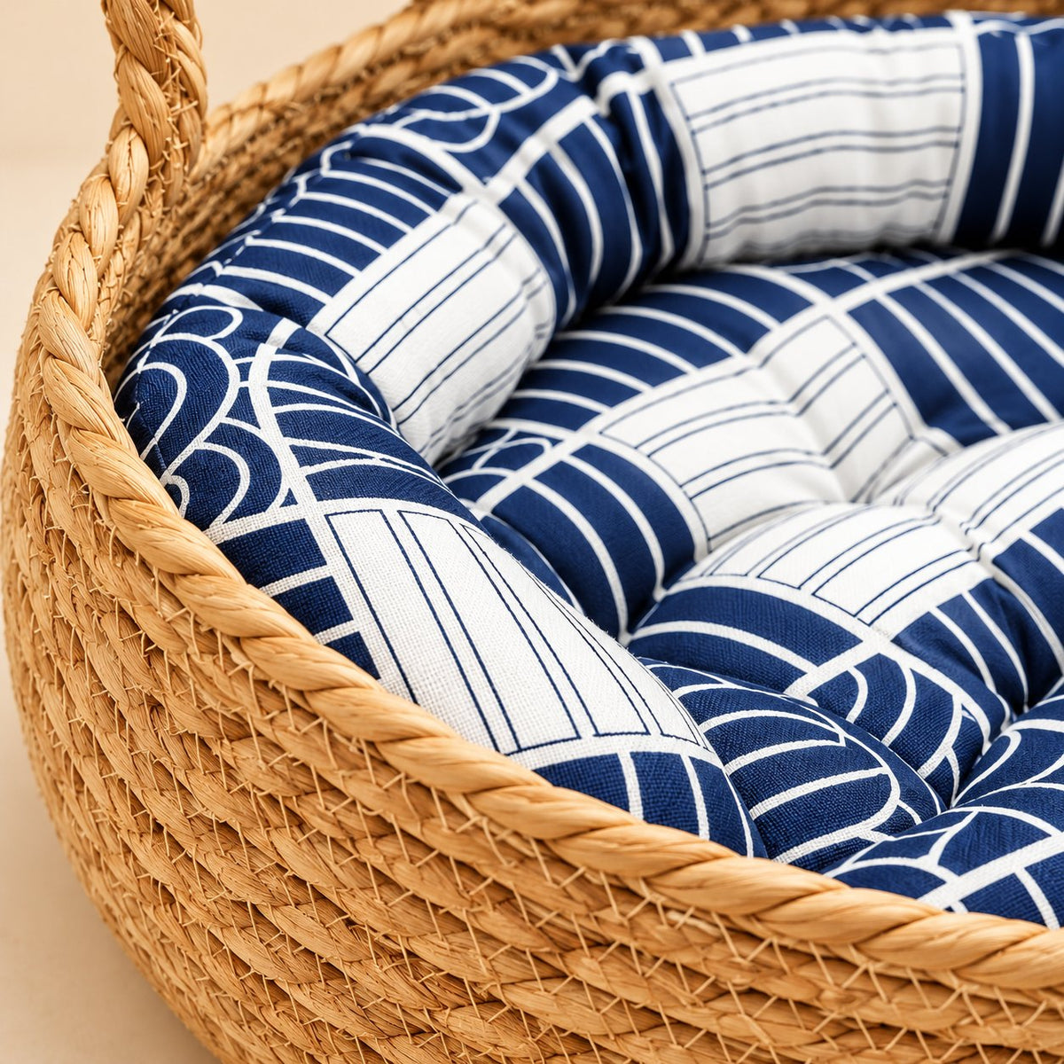 Nido, panier tressé avec coussin pour chat – coloris : bleu