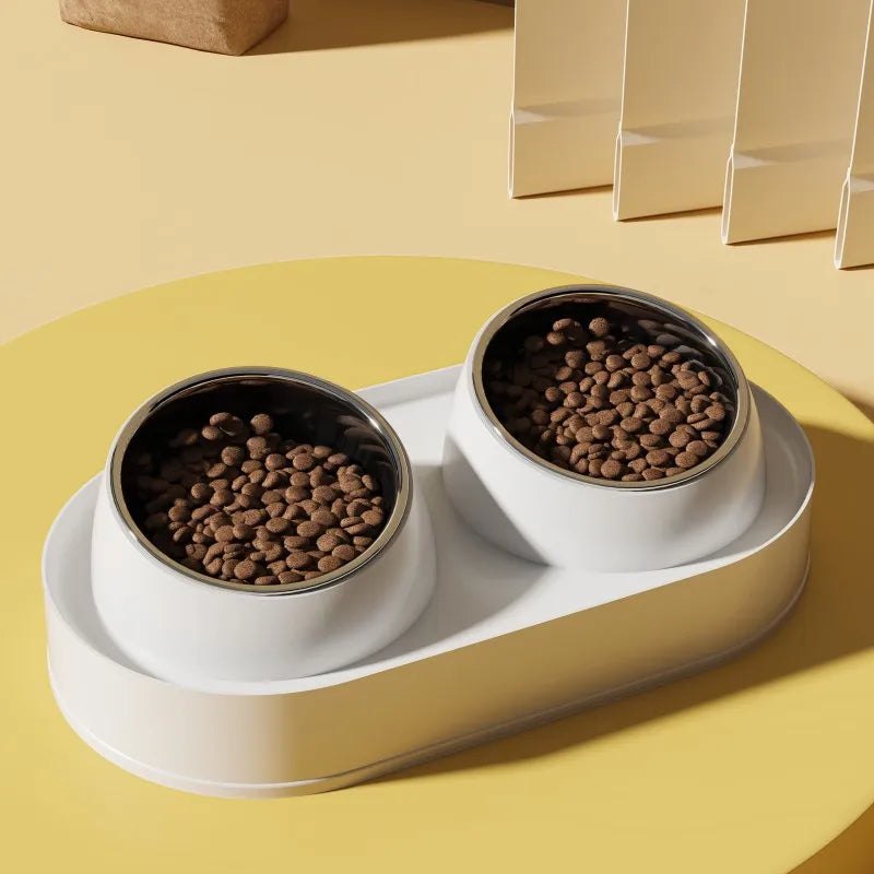 Inka, double gamelle inclinée pour chat – coloris : blanc