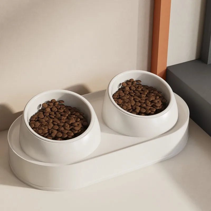Inka, double gamelle inclinée pour chat – coloris : blanc