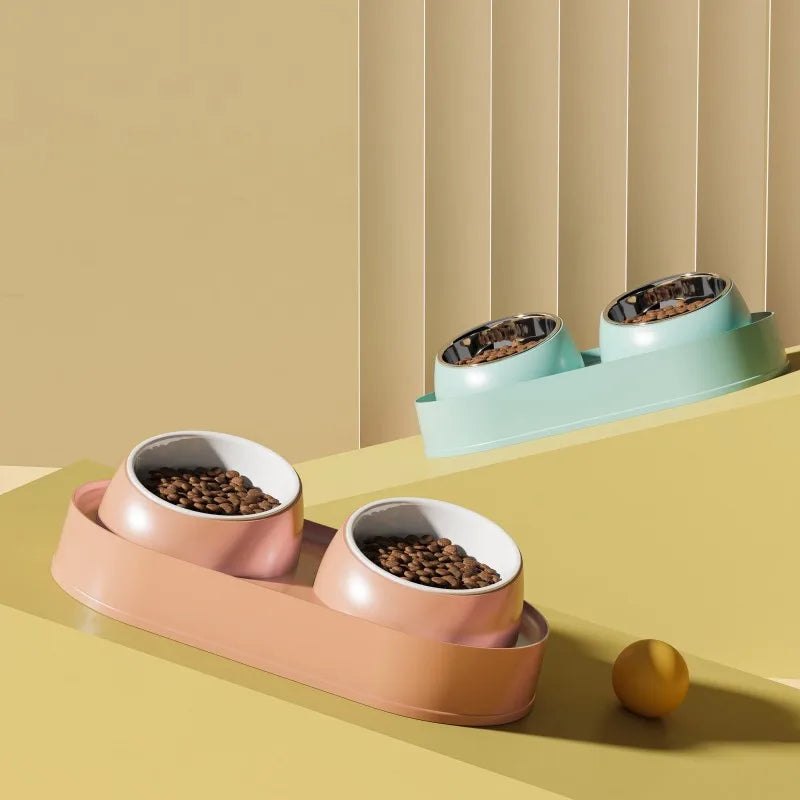 Inka, double gamelle inclinée pour chat – coloris : rose, vert