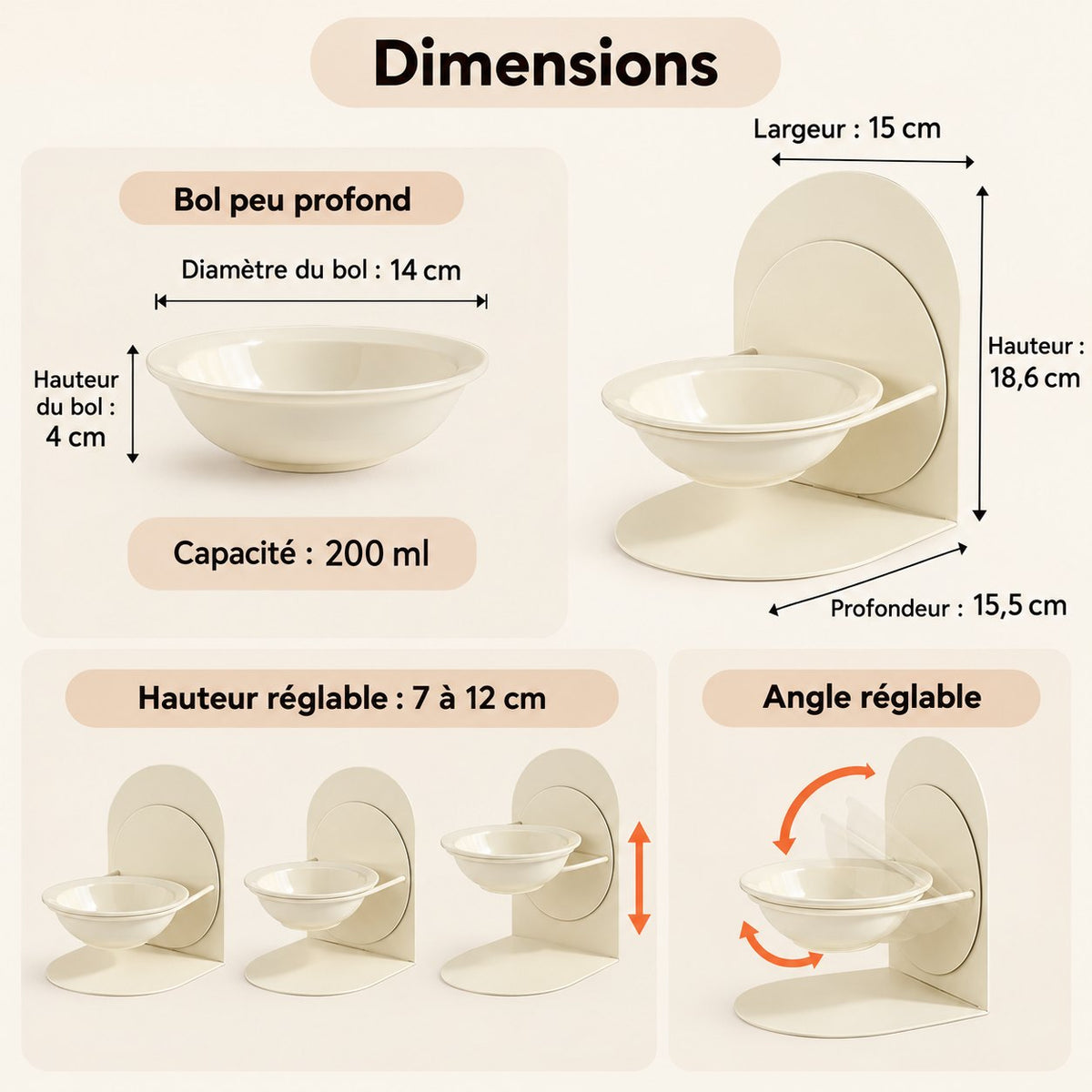 Arco, gamelle surélevée pour chat – dimensions