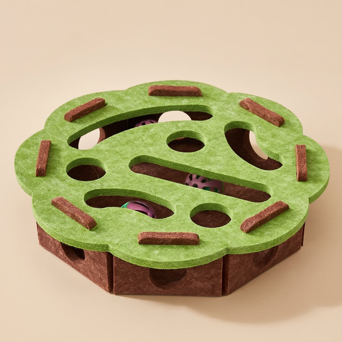 Kiko, jouet labyrinthe en feutre pour chat – coloris : vert · rond