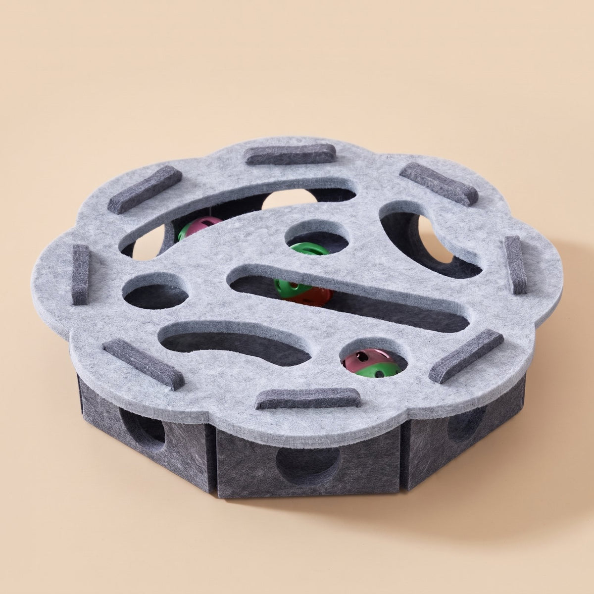 Kiko, jouet labyrinthe en feutre pour chat – coloris : gris · rond