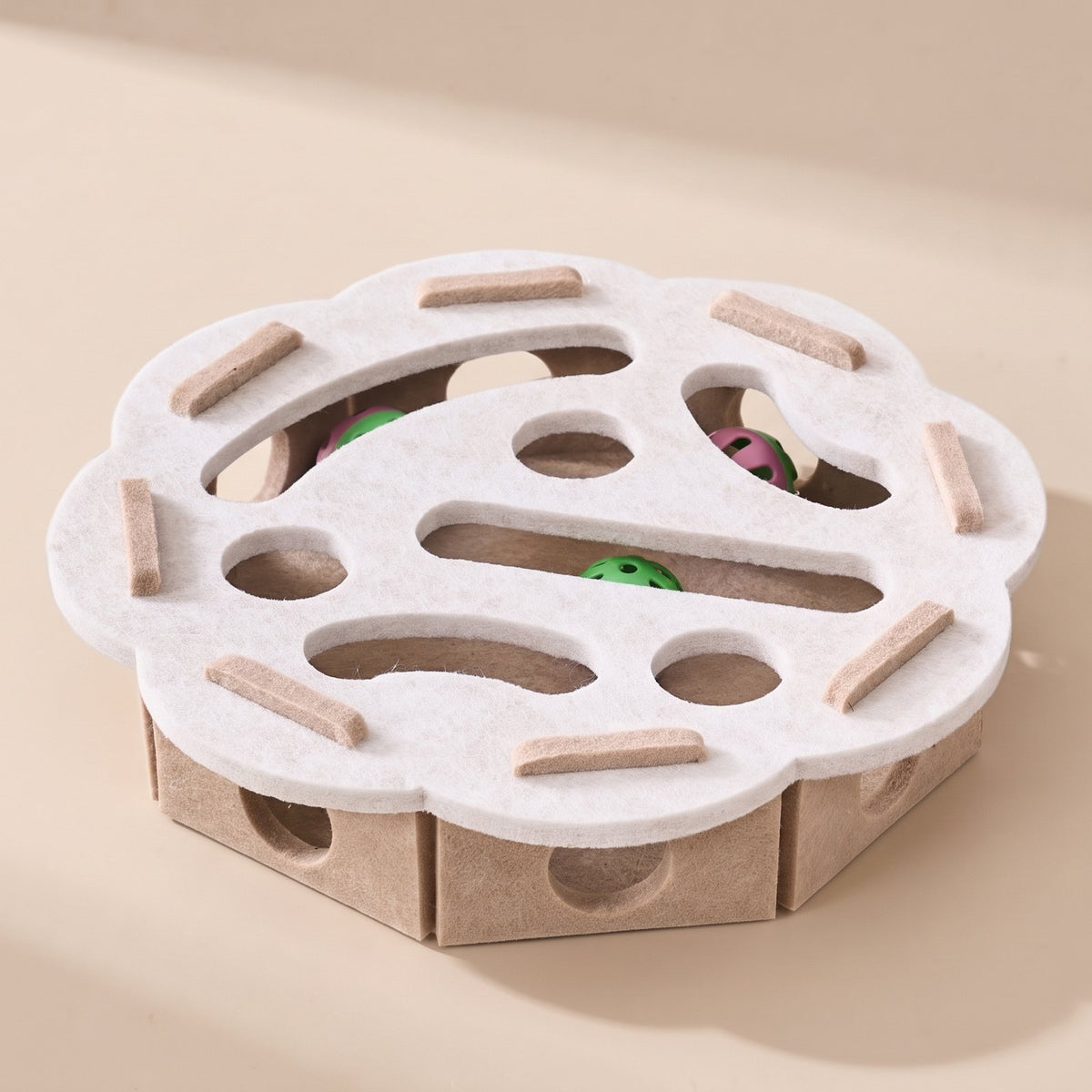 Kiko, jouet labyrinthe en feutre pour chat – coloris : blanc · rond