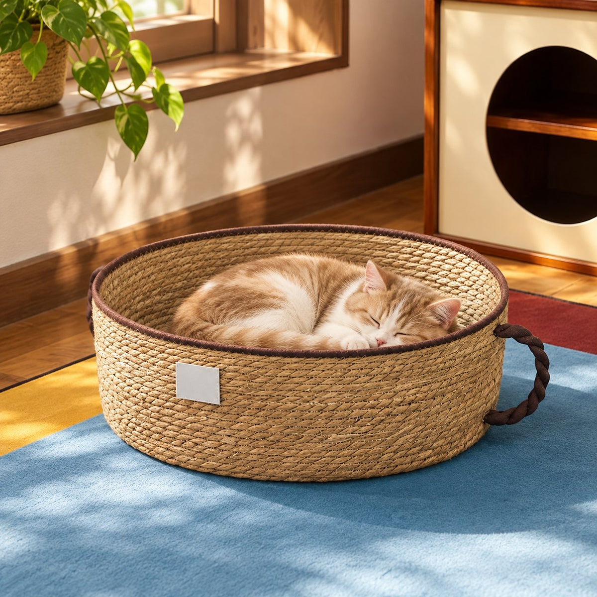 Tasa, panier tressé en forme de tasse pour chat – avec son animal