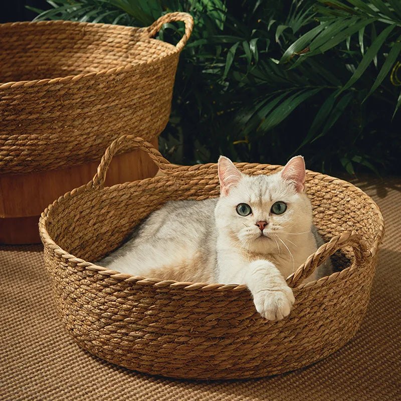 Solea, corbeille en bambou tressé pour chat – autre vue