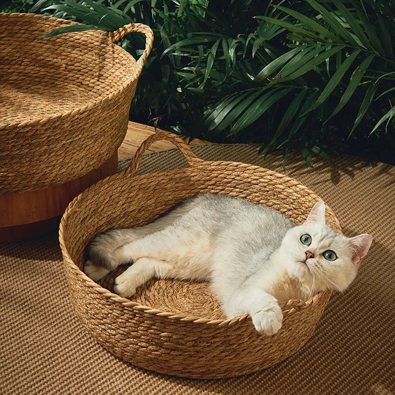 Solea, corbeille en bambou tressé pour chat – autre vue